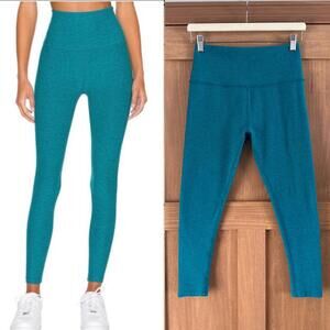 Beyond Yoga Spacedye Caught in the Midi High Waisted Leggings Teal Blue Large